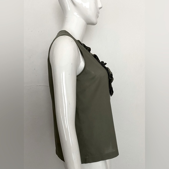 MARC BY MARC JACOBS OLIVE GREEN RUFFLE SLEEVELESS COTTON TOP SHIRT BLOUSE XS - Picture 5 of 14